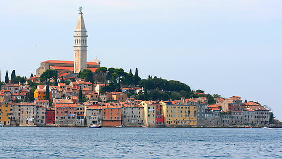ロヴィニ。クロアチアの町、ヨーロッパアドリア海の海岸、 HDデスクトップの壁紙 HD wallpaper