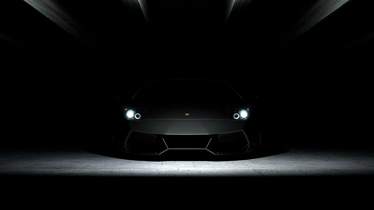 lambo, dark, black car, sports car, supercar, automotive lighting, lamborghini, HD wallpaper