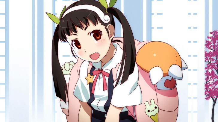 Monogatari Series, Hachikuji Mayoi, аниме момичета, двойни опашки, HD тапет