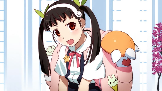 Monogatari Series, Hachikuji Mayoi, аниме девушки, два хвостика, HD обои HD wallpaper