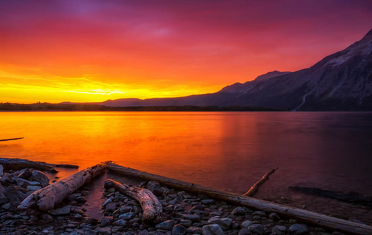 Lake sunset, Lake, Sunset, HD wallpaper