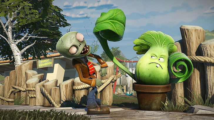 Videospiel, Pflanzen gegen Zombies, Pflanze, Zombie, HD-Hintergrundbild