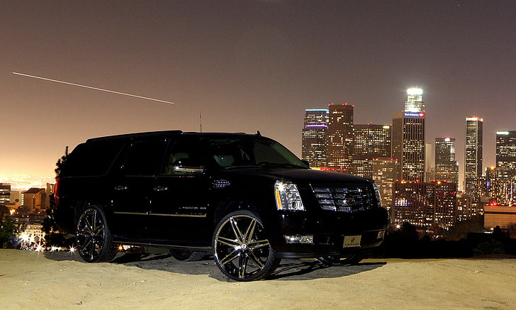 black Cadillac Escalade SUV, black, cadillac, escalade, HD wallpaper