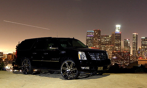 Cadillac Escalade SUV negro, negro, cadillac, escalade, Fondo de pantalla HD HD wallpaper