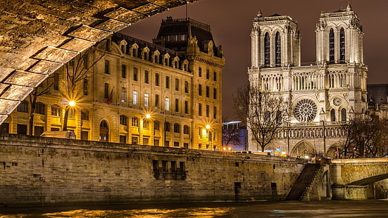 Westminister Manastırı, mimari, cityscape, şehir, bina, eski bina, sokak, katedral, sokak lambası, Paris, Fransa, Notre Dame, nehir, köprü, ağaçlar, lamba, HD masaüstü duvar kağıdı HD wallpaper