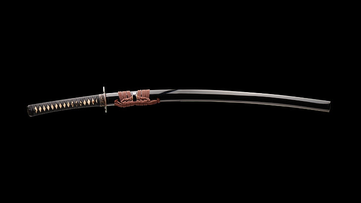 Katana à poignée noire avec fourreau, Japon, épée, katana, samouraï, kenjutsu, Fond d'écran HD
