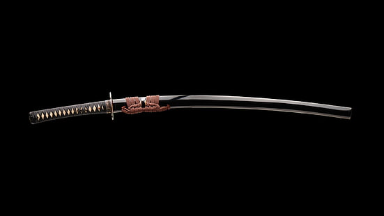 black handled katana with scabbard, Japan, sword, katana, samurai, kenjutsu, HD wallpaper HD wallpaper