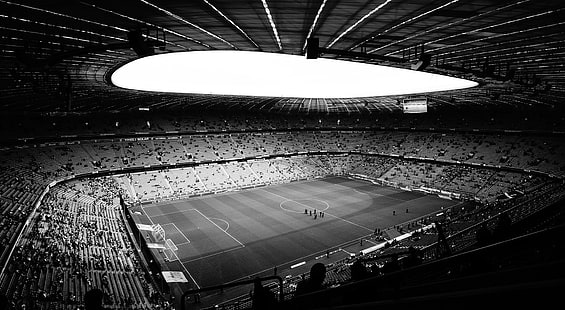 Stade, Sports, Football, noir et blanc, Fond d'écran HD HD wallpaper