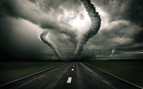 clouds, nature, rain, sky, storm, tornado, twister, weather, HD wallpaper HD wallpaper
