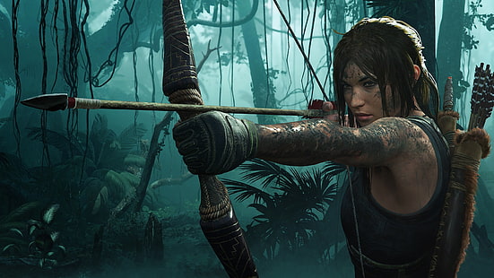 włosy, łuk, Tomb Raider, Lara Croft, Shadow of the Tomb Raider, Tapety HD HD wallpaper