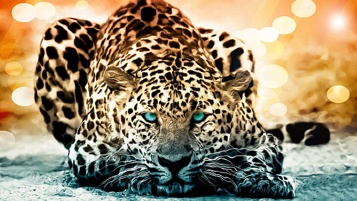 jaguar, art, digital, 3d, big cat, wild, HD wallpaper