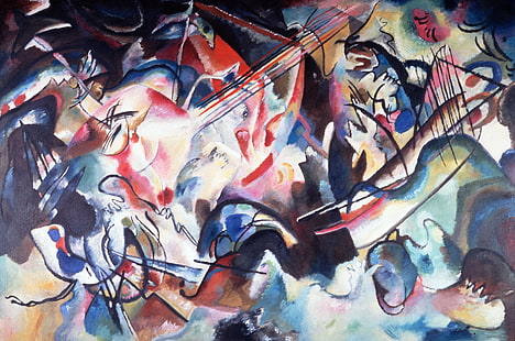 pintura abstrata multicolorida, quadro, Wassily Kandinsky, composição VI, abstrato, HD papel de parede HD wallpaper