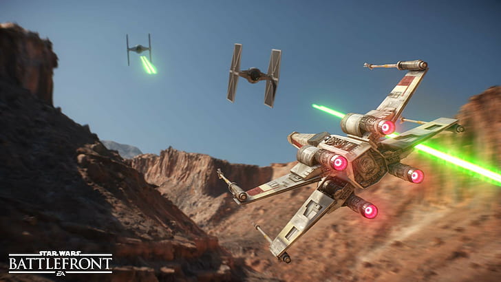 Dogfight, Dogfights, Star Wars, Star Wars: Battlefront, Tatooine, TIE Fighter, X wing, Wallpaper HD