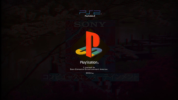 Sony PS2 тапет, Play Station, Play Station 2, Sony, vaporwave, цифрово изкуство, видео игри, лого, PlayStation, HD тапет