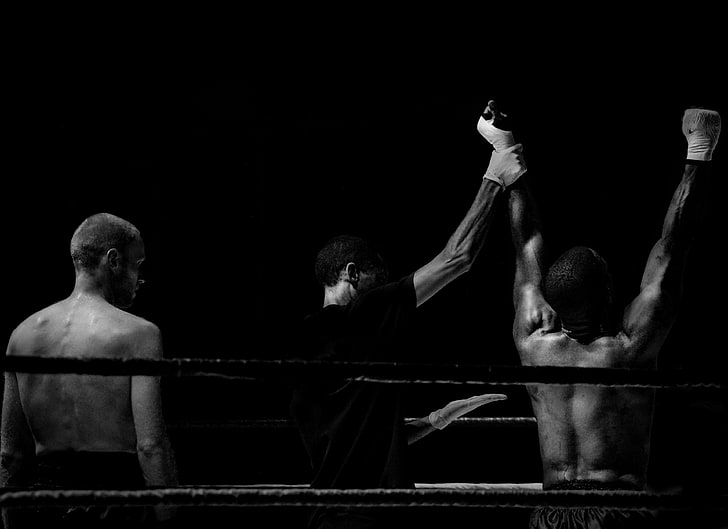 black, black and white, boxer, boxing, champion, coach, coaching, contrast, fight, kickboxing, lose, loser, sport, trainer, training, victory, win, winner, HD wallpaper