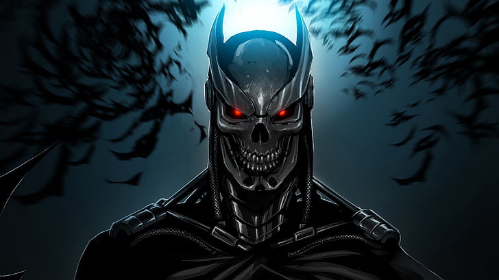 Hombre en traje de murciélago ilustración gráfica, Batman, Terminator, murciélagos, ilustraciones, máquina, Fondo de pantalla HD