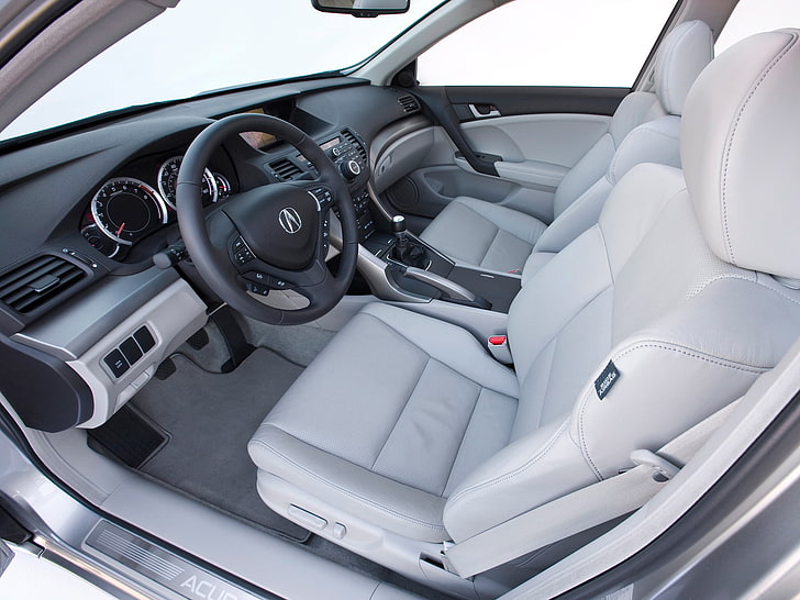 검은 Acura 스티어링 휠, acura, tsx, 살롱, 인테리어, 스티어링 휠, 속도계, HD 배경 화면