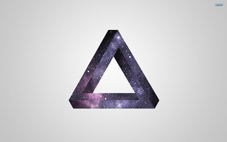 логотип туманности, Avicii, треугольник Пенроуза, минимализм, оптическая иллюзия, треугольник, звезды, простой фон, цифровое искусство, космическое искусство, HD обои