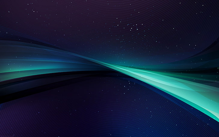 fondo de pantalla verde azulado y azul, fondo simple, abstracto, formas de onda, arte digital, Fondo de pantalla HD