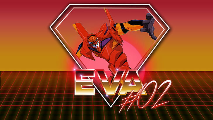 Neon Genesis Evangelion, EVA Unit 02, neon, anime, HD wallpaper