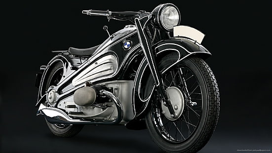 черно-серый BMW кафе гонщик мотоцикл, мотоцикл, бмв, HD обои HD wallpaper