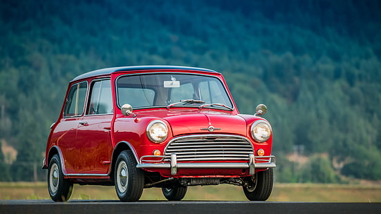 Mini, Morris Mini Cooper S, samochód, stary samochód, czerwony samochód, sedan, Tapety HD HD wallpaper