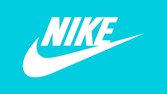 Logotipo da Nike, Nike, esporte, esportes, logotipo, fundo ciano, ciano, HD papel de parede HD wallpaper