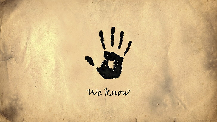 illustrazione di stampa a mano nera, The Elder Scrolls V: Skyrim, impronte di mani, videogiochi, sfondo semplice e semplice, Sfondo HD
