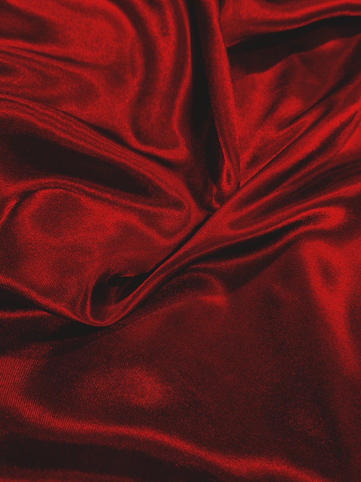 червен текстил, плат, блясък, червен, гънки, HD тапет, тапет за телефон