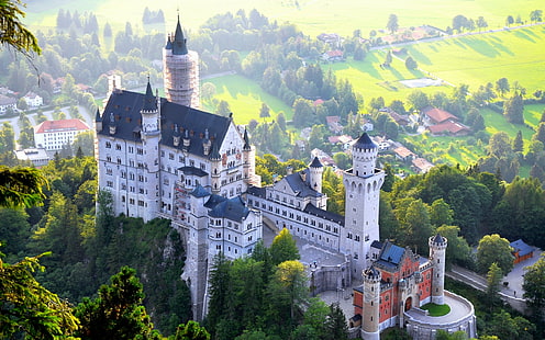castello, edificio, paesaggio, architettura, Castello di Neuschwanstein, Sfondo HD HD wallpaper