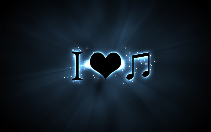 i love music illustration, text, characters, signs, music, love, HD wallpaper