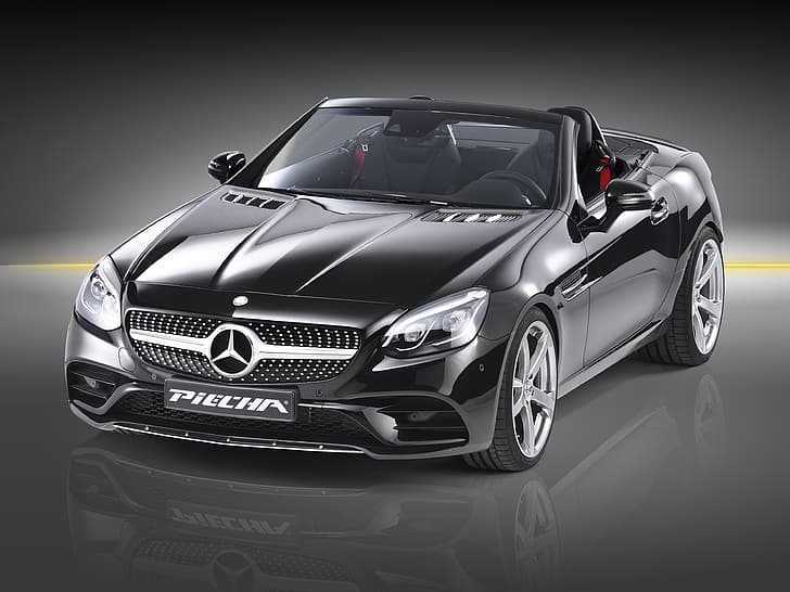 Roadster, Mercedes-Benz, schwarzer Hintergrund, Mercedes, AMG, R172, SLK-Klasse, Piecha Design, HD-Hintergrundbild