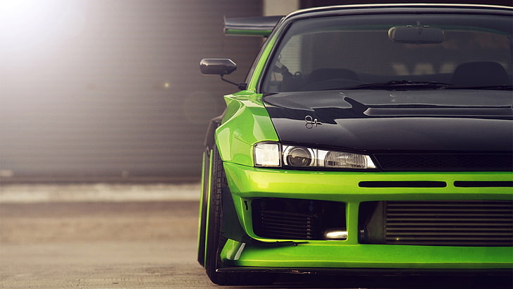 grön och svart bil, grön och svart bil i närbildsfotografering, bil, Nissan, Silvia, gröna bilar, nissan silvia, fordon, HD tapet