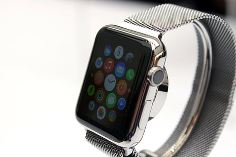 jam tangan, iWatch, Apple, ulasan, Apple Watch, perak, layar, Gadget Futuristik Nyata, antarmuka, Wallpaper HD HD wallpaper