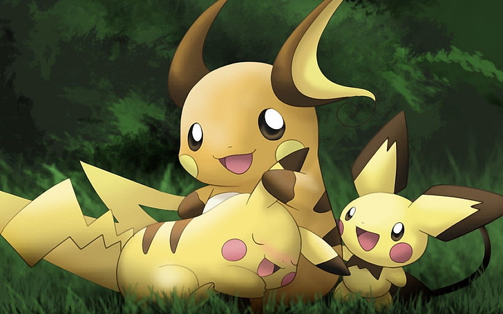 Pokemon Pikachu, Pichu und Raichu digitales Hintergrundbild, Pokémon, Pichu (Pokémon), Pikachu, Raichu (Pokémon), HD-Hintergrundbild