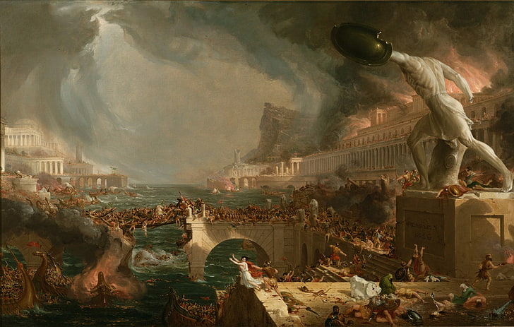 Greek statue wallpaper, Thomas Cole, The Course of Empire: Destruction, painting, classic art, HD wallpaper