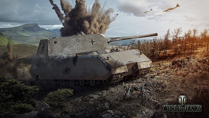 pintura de tanque cinza, World of Tanks, Maus, HD papel de parede