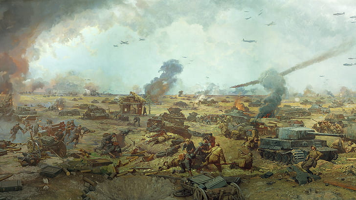 Battle WWII World War Painting HD, digital / artwork, świat, malarstwo, wojna, bitwa, ii wojny światowej, Tapety HD