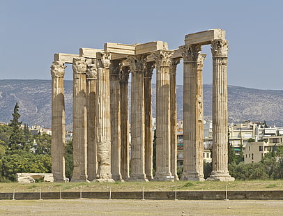 arquitectura, edificio, Grecia, griego, antiguo, Templo de Zeus Olímpico, Fondo de pantalla HD HD wallpaper