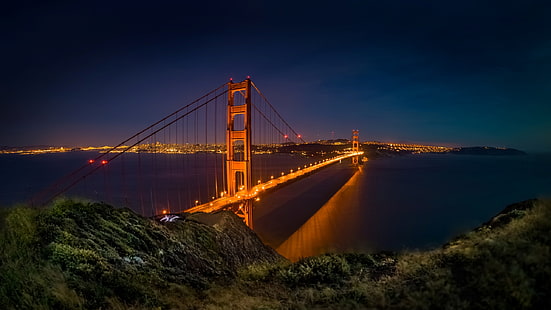 吊り橋、風景、ゴールデンゲートブリッジ、橋、建築、サンフランシスコ、 HDデスクトップの壁紙 HD wallpaper