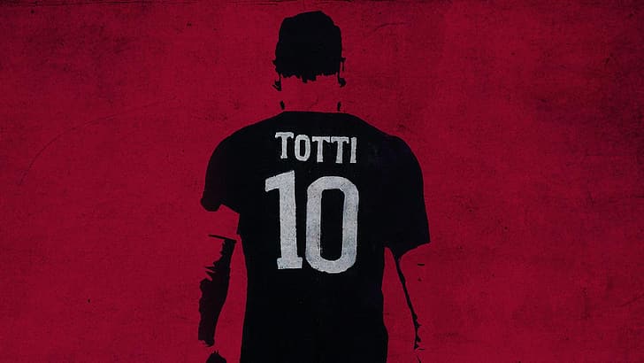 Francesco Totti, Totti, AS Roma, ASR, Curva Sud, murales, nowoczesny, Rzym, czerwony, kapitan, piłka nożna, piłkarz, Tapety HD