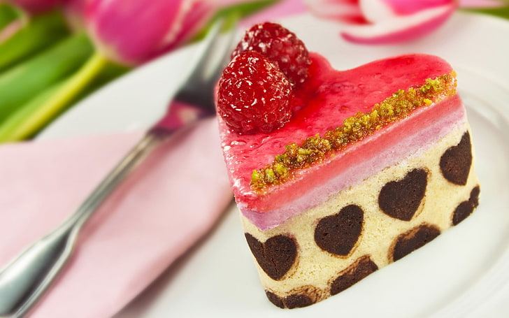 Heart Dessert Cake, kue berbentuk hati, Nature, Food, heart, cake, Wallpaper HD