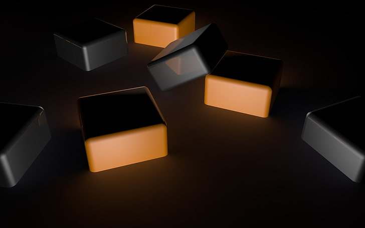 kubus bayangan gelap ruang-3D Creative Design HD wal .., kotak cokelat-dan-hitam, Wallpaper HD