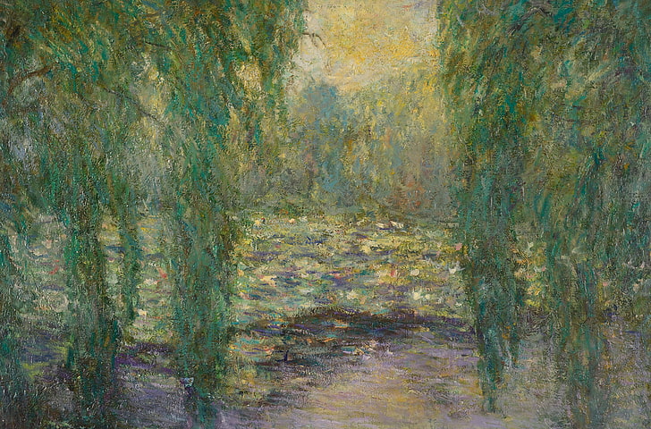 krajobraz, obraz, Blanche Monet, Blanche Hoschede-Monet, Lilie wodne, Tapety HD