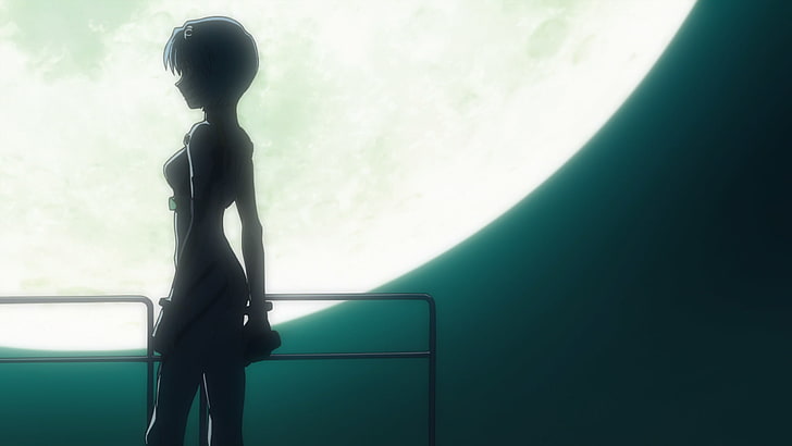 Ayanami Rei, Neon Genesis Evangelion, silhouette, HD wallpaper