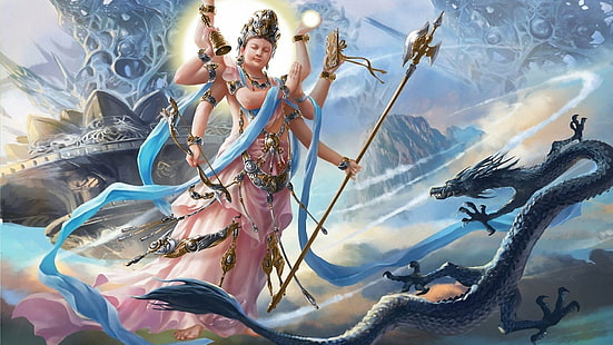 Фантазия, богове, Вишну, HD тапет HD wallpaper