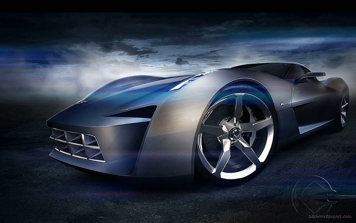 Chevrolet Corvette Stingray Concept 2, серый спортивный автомобиль, концепт, chevrolet, корвет, скат, автомобили, HD обои