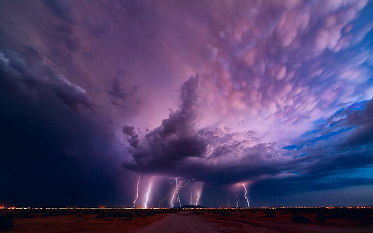 Lightning Storm Layar lebar, petir, badai, layar lebar, Wallpaper HD