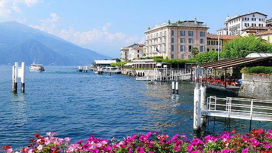 水域、風景、コモ湖、ベラージオ、イタリア、 HDデスクトップの壁紙 HD wallpaper