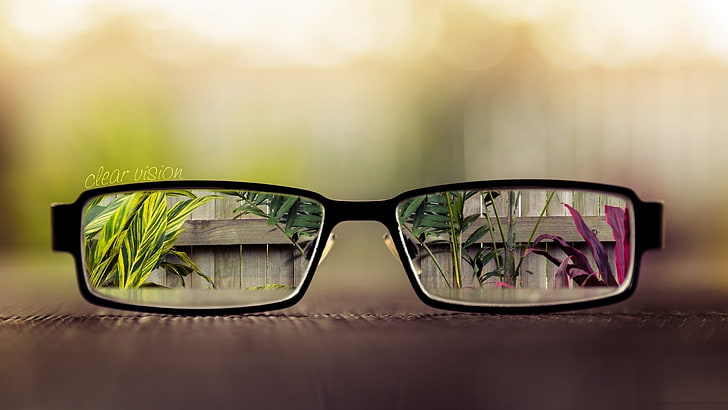 okulary w czarnej oprawce, bokeh, Tapety HD
